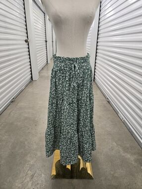Green floral skirt